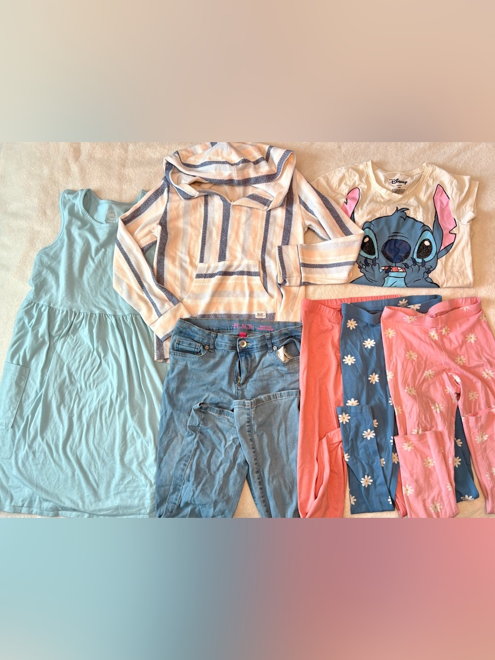 Pink and light blue bundle, hoodie, leggings, dress